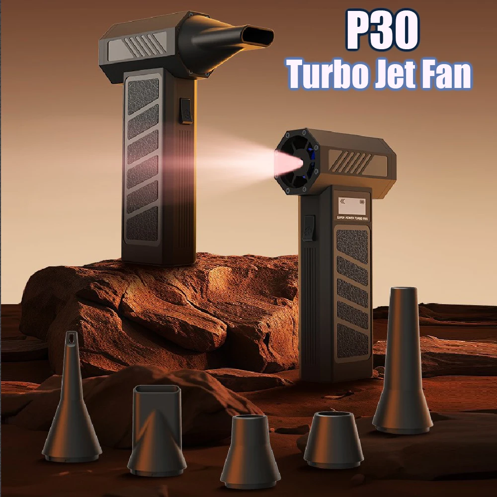 Mocna dmuchawa do kurzu, silne dmuchawy, 5 dysz, bezszczotkowa dmuchawa turbo, 4-stopniowa regulacja prędkości i wyświetlacz cyfrowy, wentylator turbo P30.