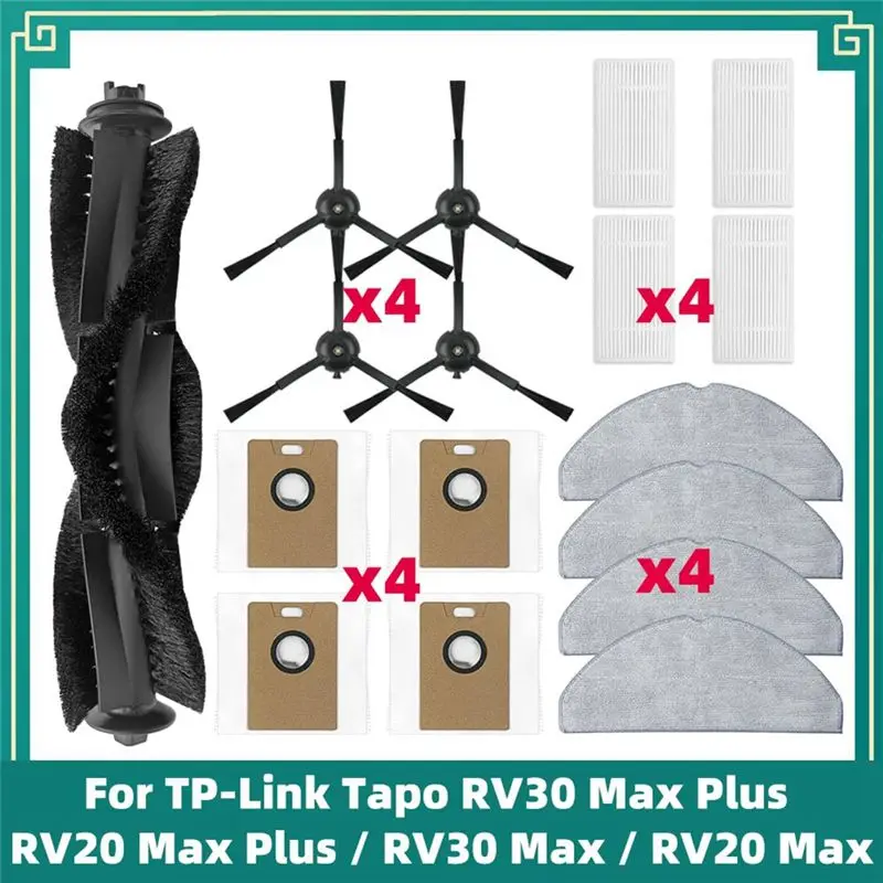 ABVJ-For TP-Link Tapo Rv30max Vacuum Cleaner Consumables Main Side Brush Filter Dust Bag For RV20 Max/RV30 Max Plus