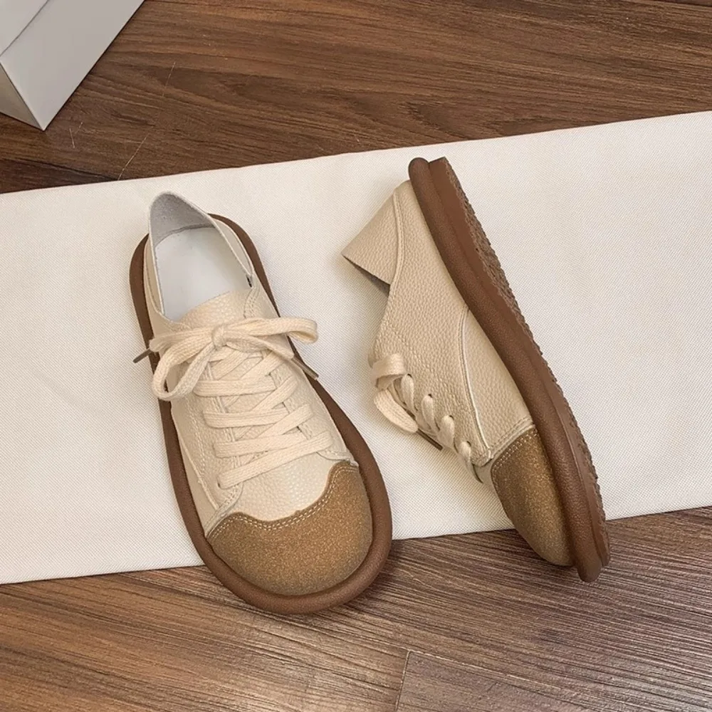 Women\'s Shoes 2024 fashion New Spring autumn Single Shoes Ugly Cute Women\'s Small White Comfortable Big Head Shoes Pu Leather