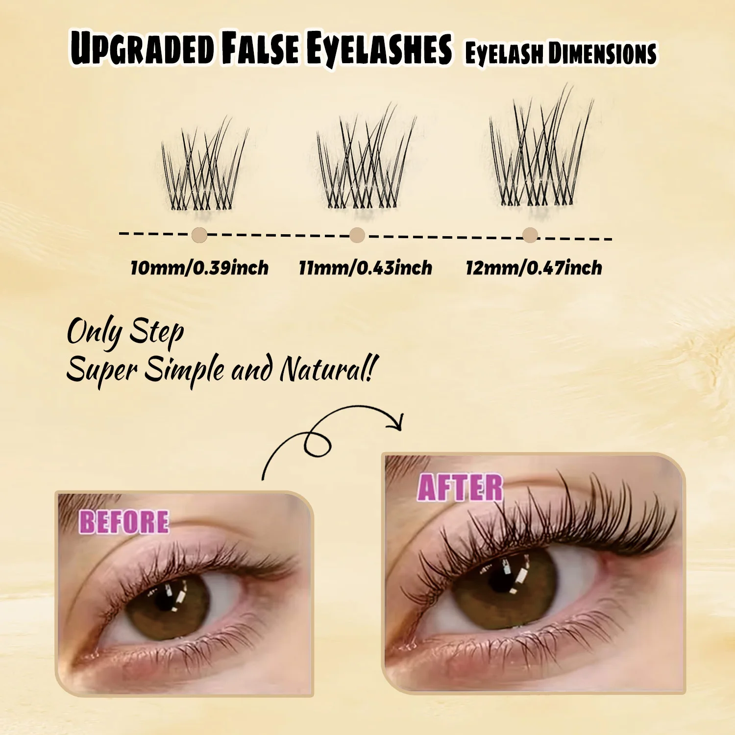 168 Stück Lazy Mermaid Tail Falsche Wimpern, natürlich gekreuzte Cluster-Struktur, langanhaltende Wimpernkrümmung, anfängerfreundlich, weich und leicht, geeignet für den täglichen Gebrauch – Detail 4