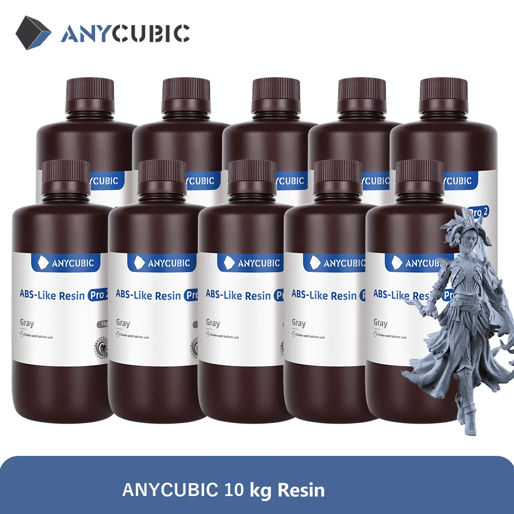 ANYCUBIC Resin ABS Pro 2/ Water Wash/ ECO Plant Resin 405nm UV Resin 10kg For LCD 3D Printer Material For Printing