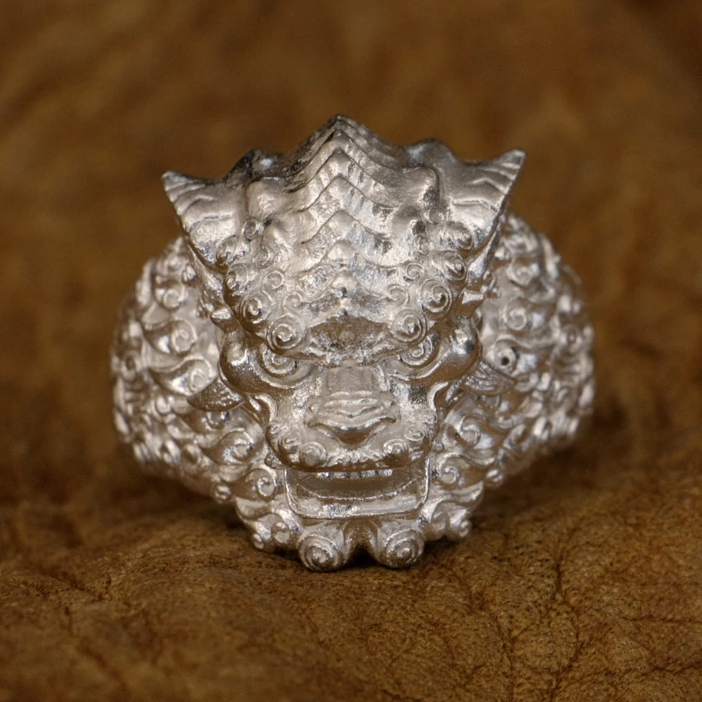 925 Sterling Silver Not Oxidized Version Chinese Style Lion Ring Animal Jewelry TA210 US Size 7~15 BZ