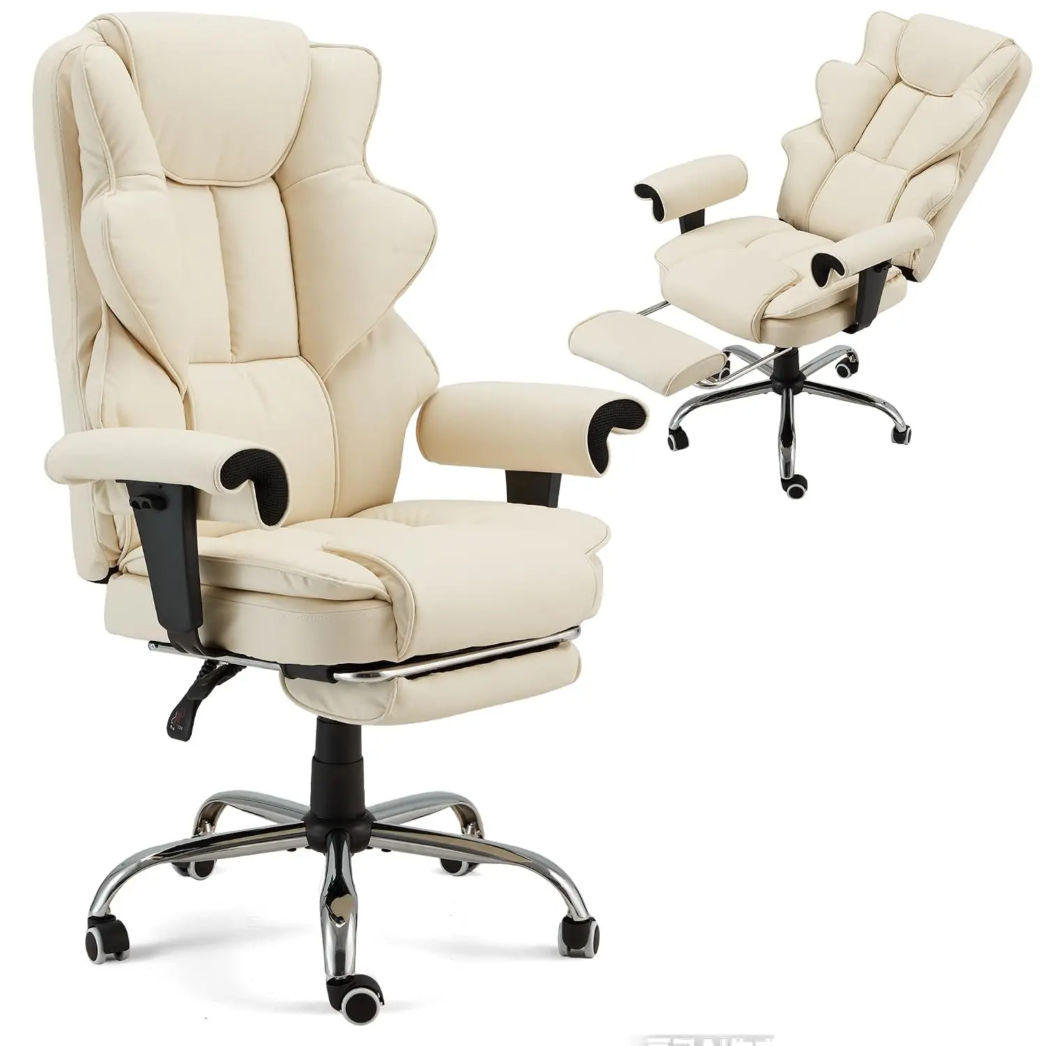 Heated Recliner Office Chair with Massager, Footrest, Height Adjustable Arm | 155° Reclining Big and Tall Executive, Customized