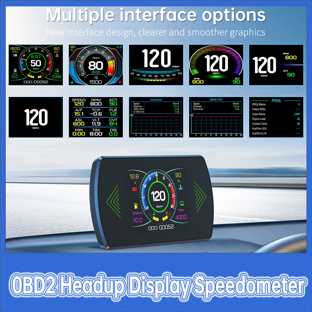 

P12 OBD2 Head Up Display OBD2 Car Speed Tachometer RPM Fuel Consumption Car Electronics Accessories