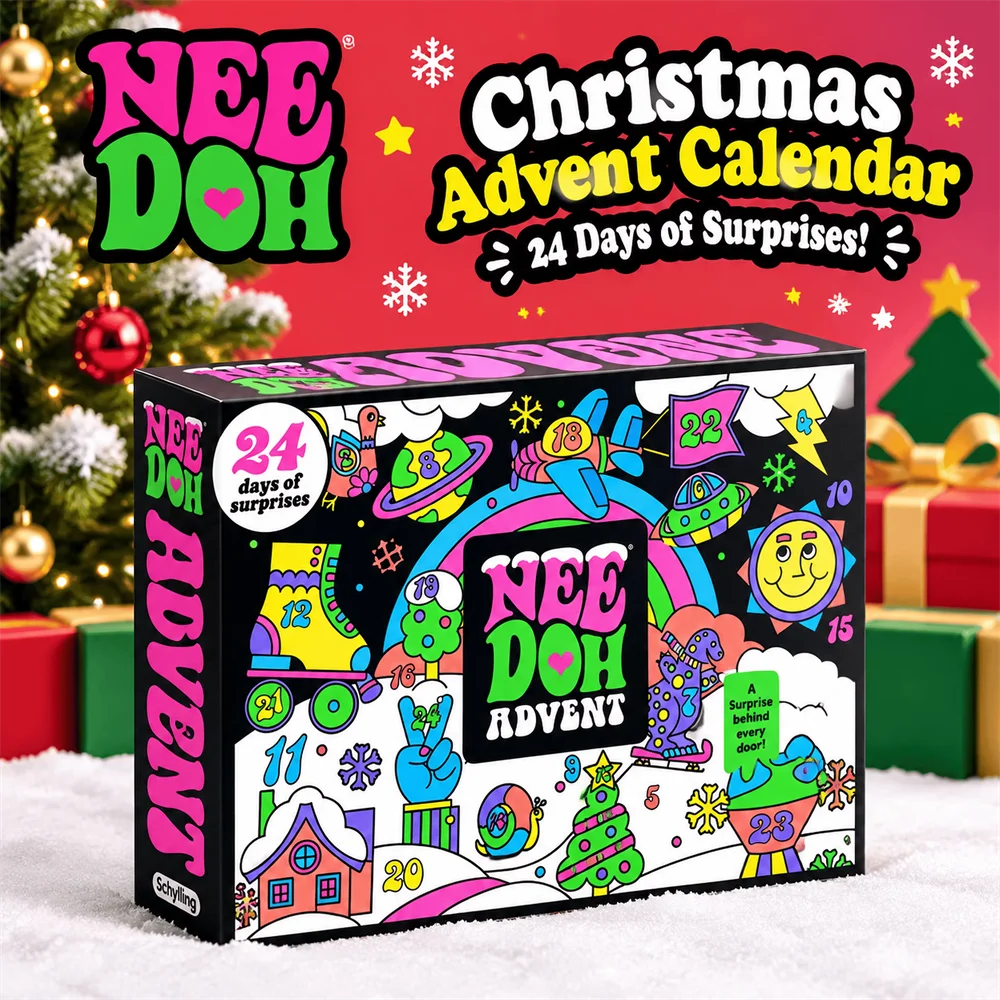 2026 NeeDoh Christmas Countdown Calendar 3D PVC Fidget Doll Advent Calendar Surprise Box Stress Relief Toy New Year Holiday Gift