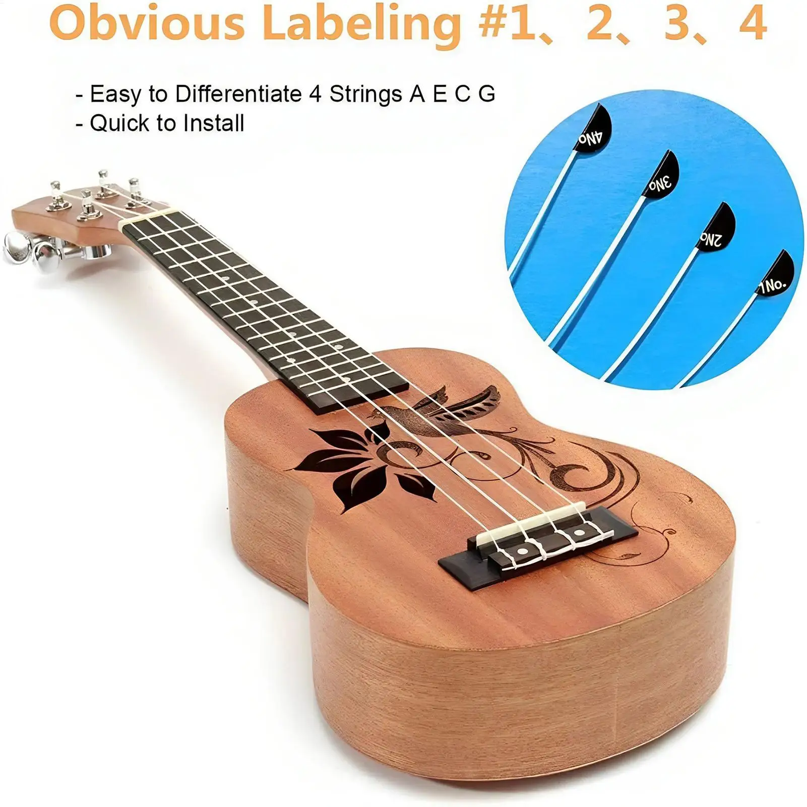 Conjunto de cordas para ukulele, 5 conjuntos de cordas universais de nylon de longa duração, acessórios para ukulele tenor, para prática de guitarra, luthier music