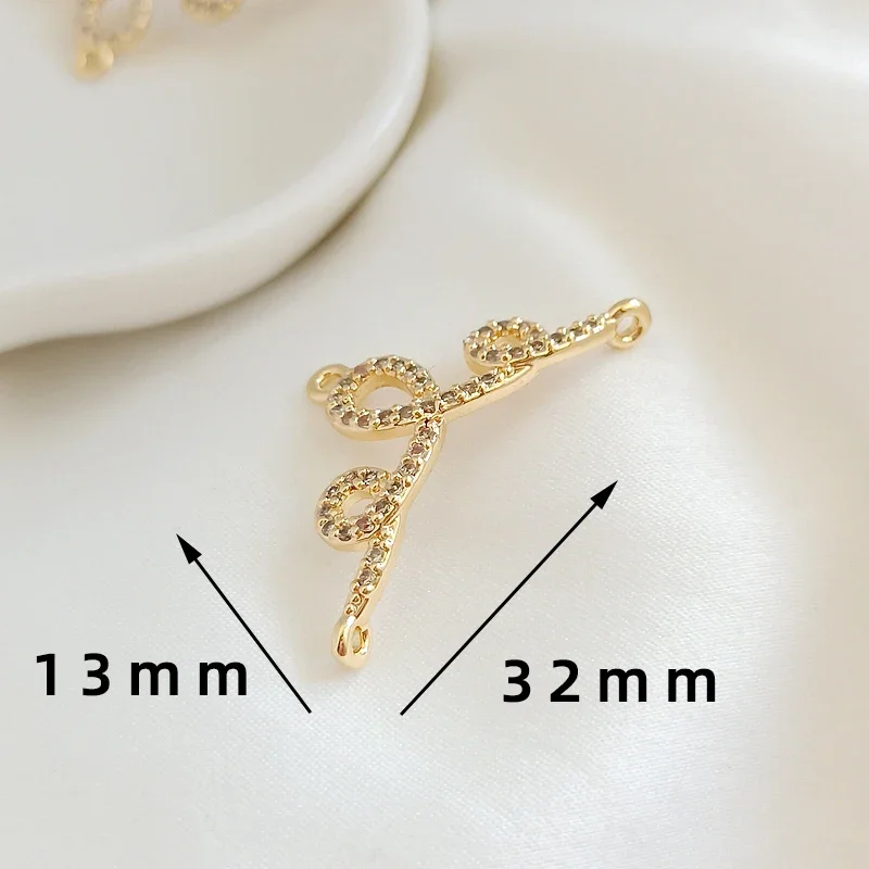 2 pieces  Copper clad 14K gold  Zircon inlaid  Ring Pendant  Diy jewelry discovery necklace bracelet accessories materials