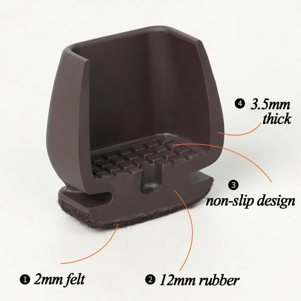 

With Thick Wrap Felt Pads Chair Foot Cover Reduce Noise Round/Square Chair Leg Floor Protector Dark Brown TPE