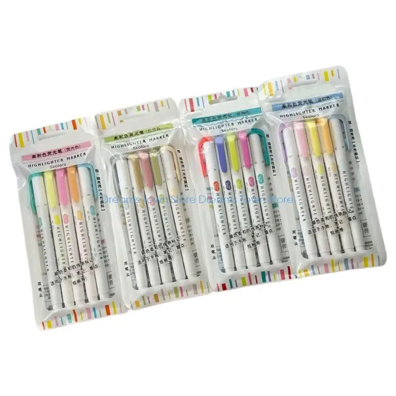  20Pcs Double Ended Fluorescent Highlighter Quick Drying Marker Pen for Notebook
