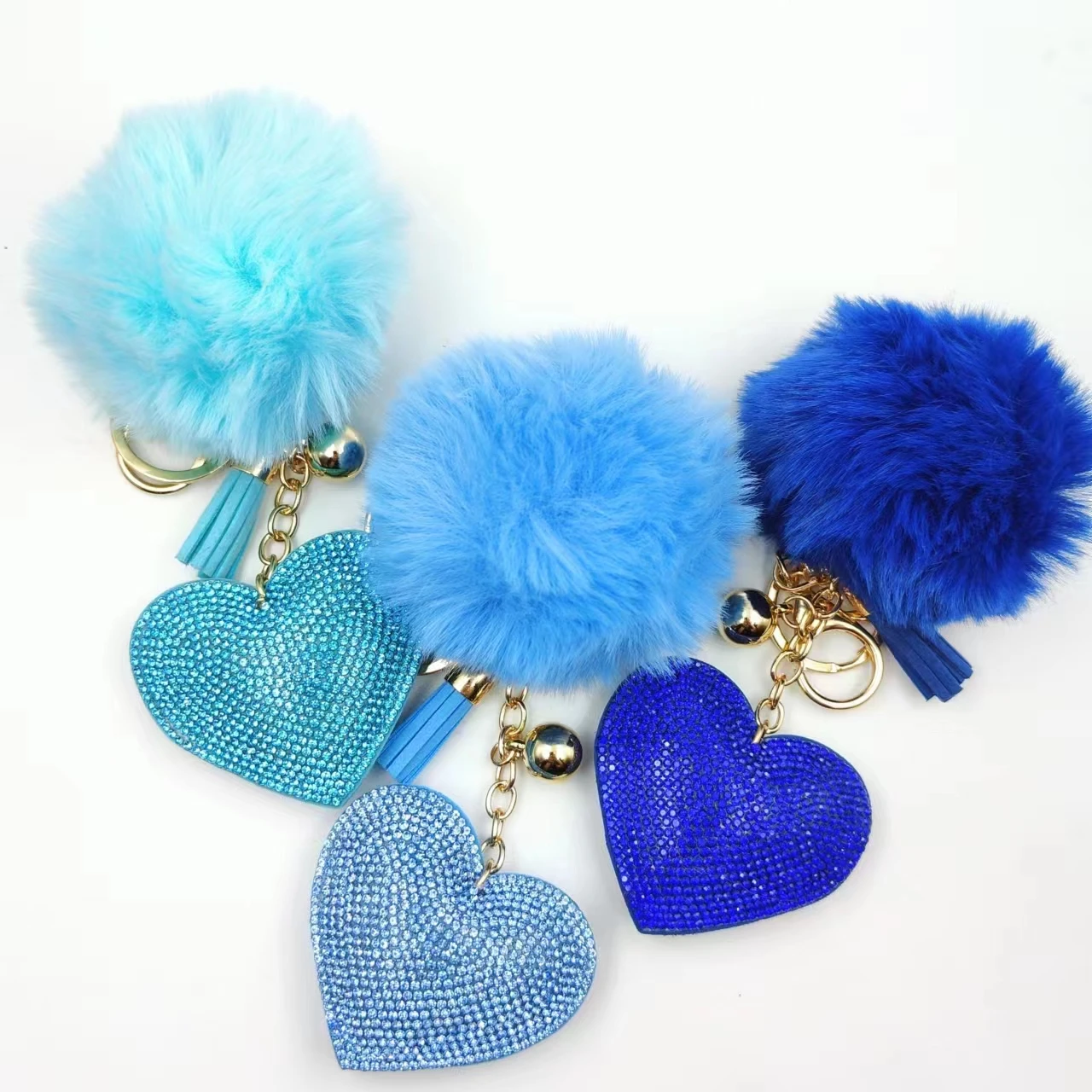 Luxury Women Heart Shape Crystal Keychain Pendant for Women Bag and Car with Metal Keyring Key Accessories