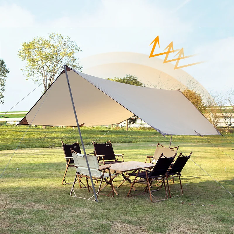 Outdoor Camp Awning Beach Picnic Sun Shade Large Hexagon Canopy Camping Canvas Tarp Tent