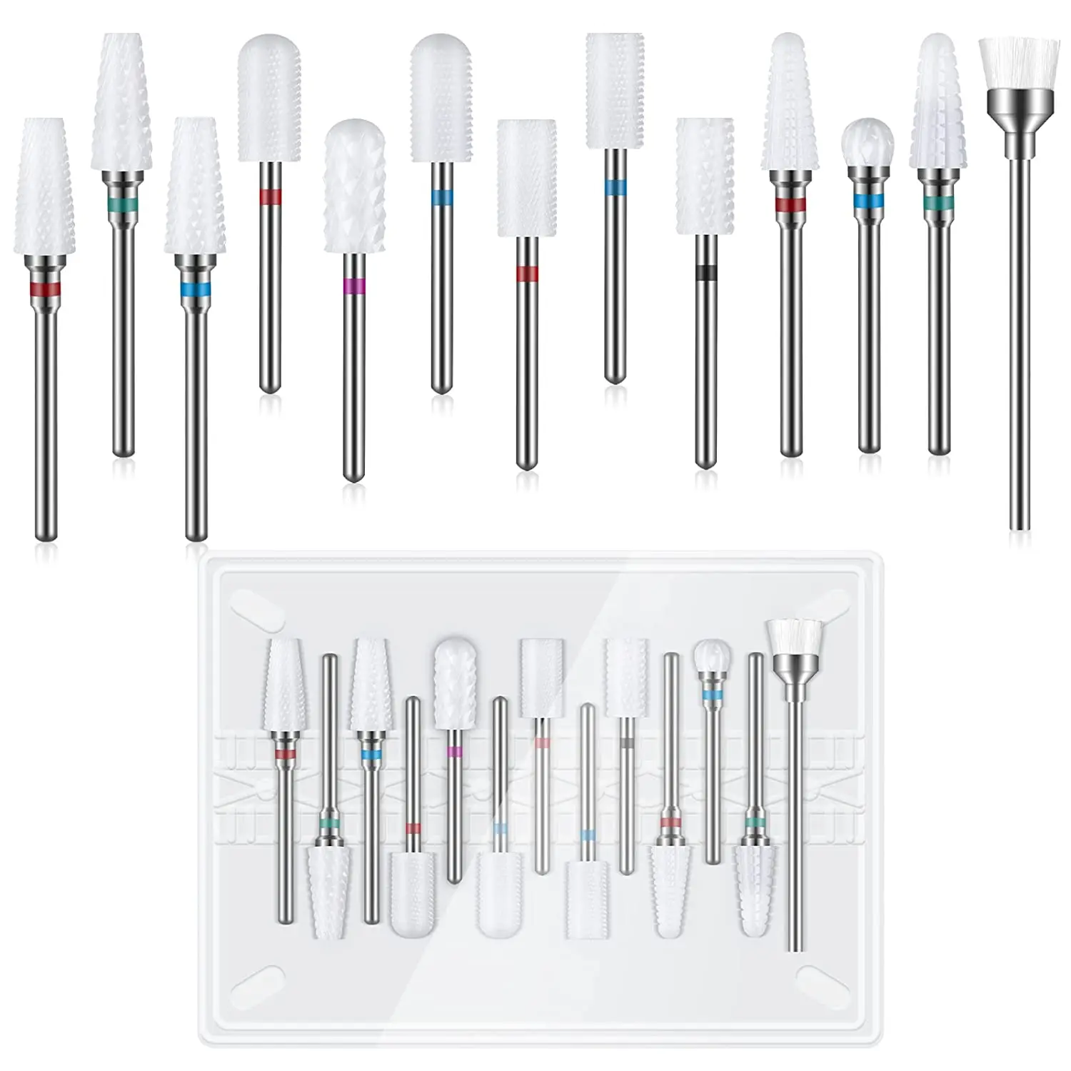 Ysen 13-piece Tungsten Carbide Nail Drill Kit, 3/32-inch Auto-sanding Tool, for Removing Cuticle Dead Skin Repair Polyethylene