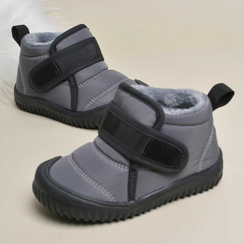 High Quality Durable Kids Outdoor Anti-slip Waterproof Soft Plush Winter Snow Short Boots E8218