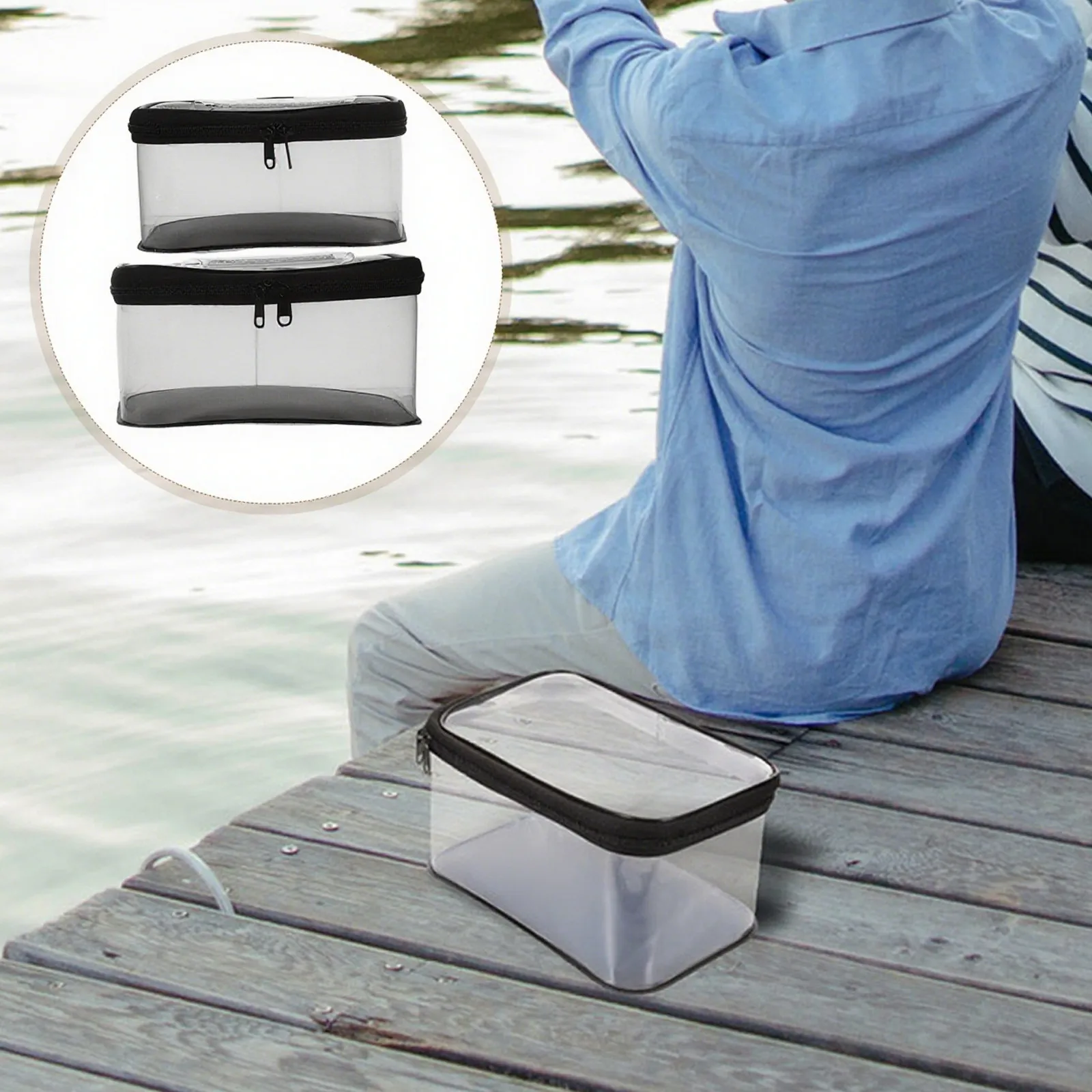 

2 шт. портативные складные ведра из ЭВА для рыбалки, контейнеры для живой рыбы с прозрачной крышкой, держатели для наживки, для хранения и защиты на открытом воздухе