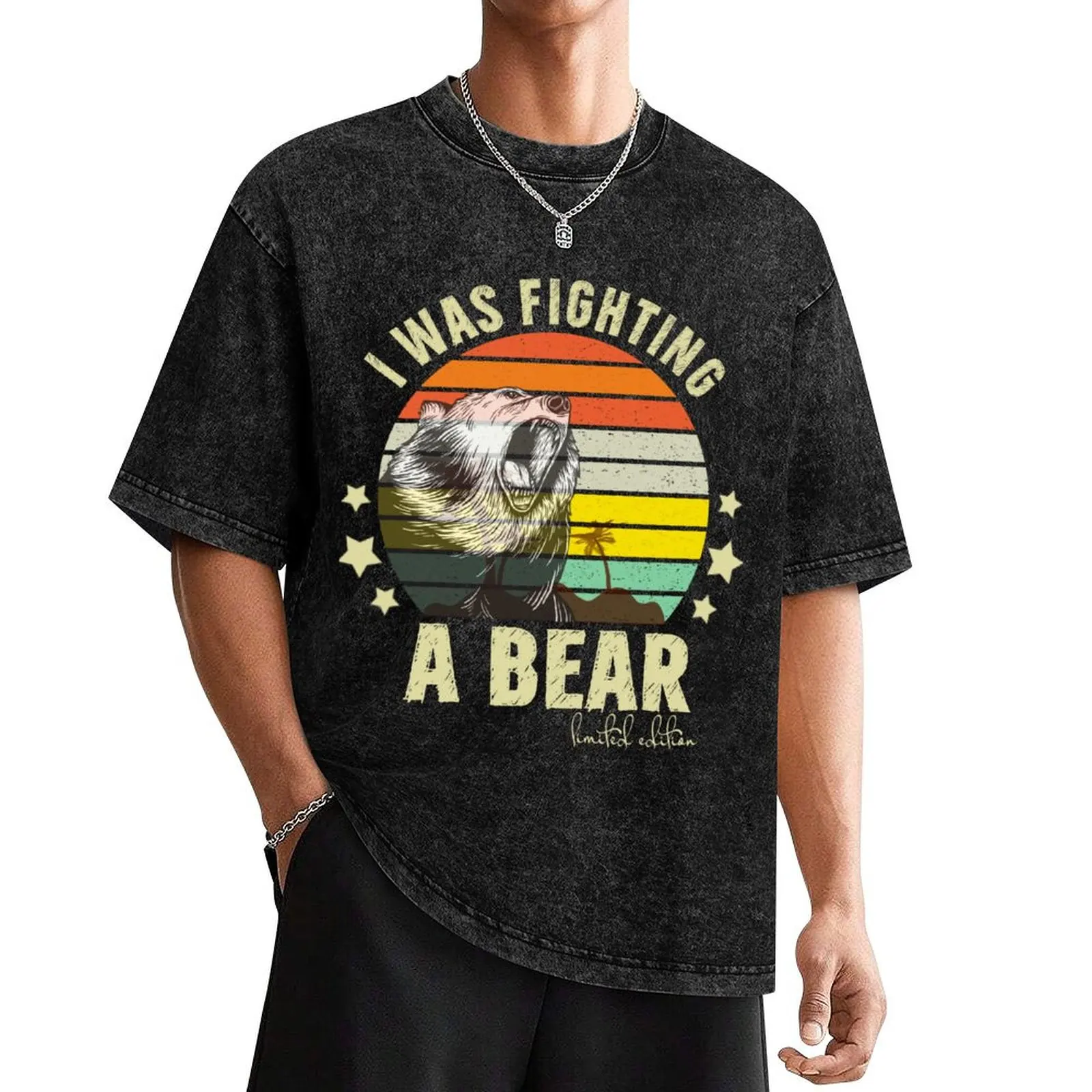 

I Was Fighting A Bear Sarcastic Dark Humor Funny Fight Bear Broken Nose Get Well Soon Quick Recovery T-Shirt