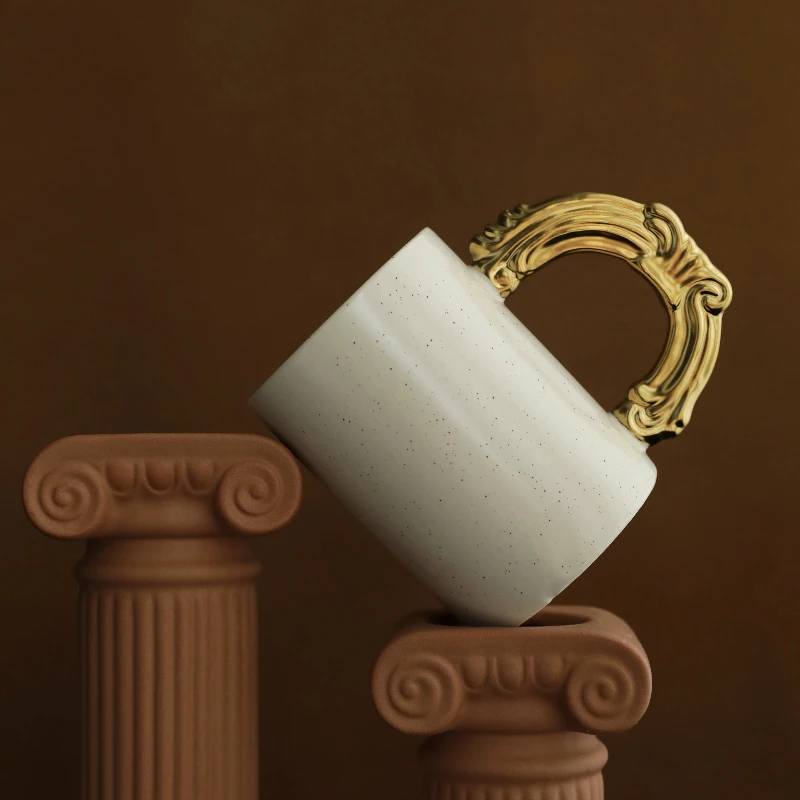 

Nordic minimalist relief ceramic mug iris flower handle water cup living room kitchen bedroom milk coffee cup birthday gift