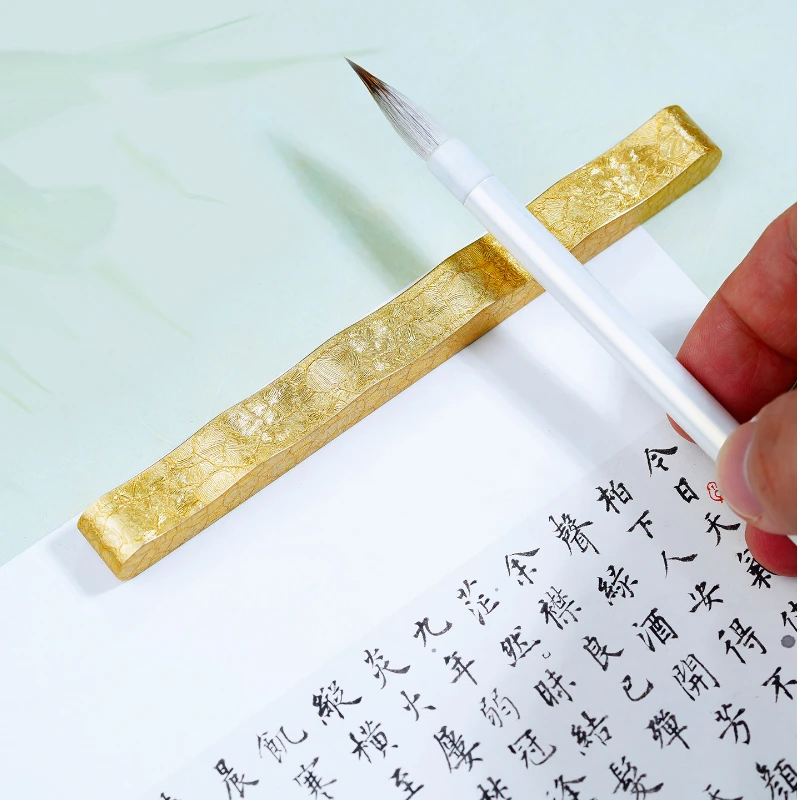 Color Painted Brass Paperweight with Pen Rest for Calligraphy Chinese Painting Practice Retro Writing Calligraphy Tool Drawing