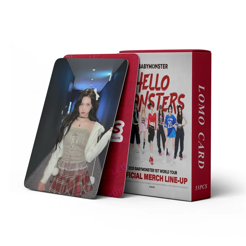 55pcs/set BABYMONSTER Album LOMO Card Hello Monsters Laser Card Postcard AHYEON HARAM RUKA ASA Collectible Gift Hologram Card