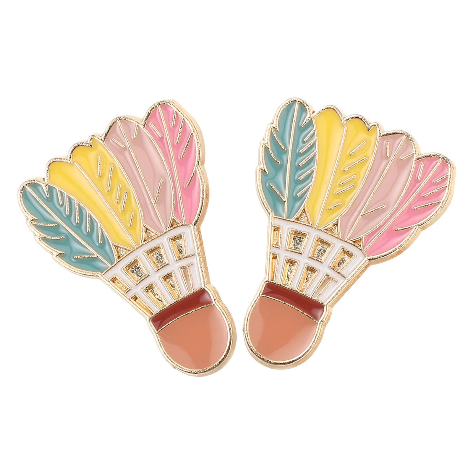 2Pcs Badminton Lapel Pin Metal Colorful Shuttlecock Brooch Badge for Backpacks Jackets Shirts Casual Sports Fans