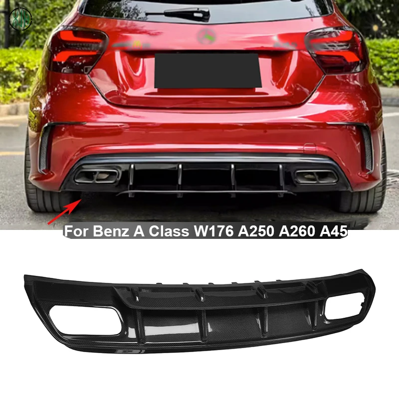 Carbon Fiber For Mercedes Benz A Class W176 A250 A260 A45 2013-2019 Car Rear Bumper Lip Diffuser Spoiler Parts Body kit