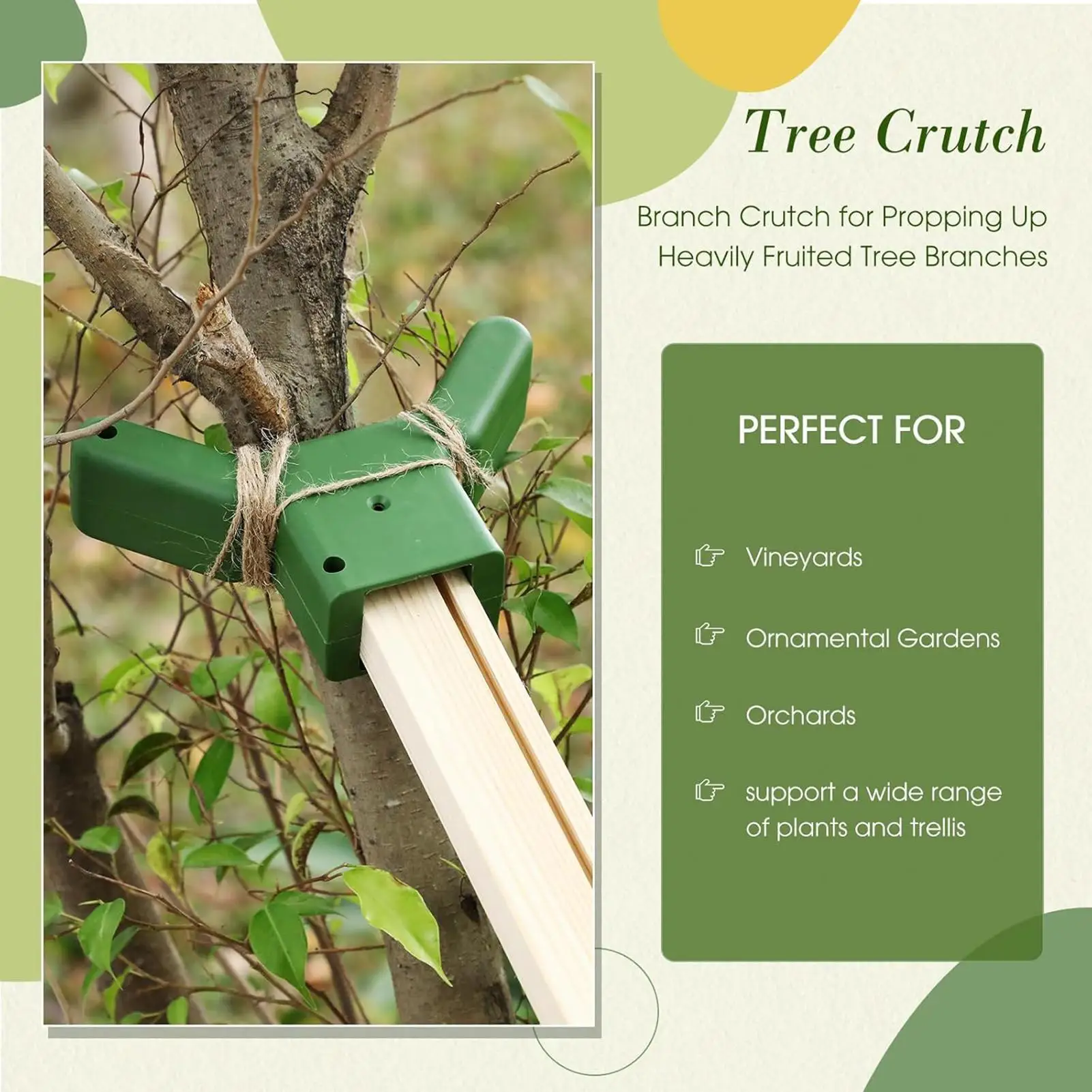 U Shape Brace Tree Straightening Support 1PC Tree Branch Support Silver Orchards Tree Brace ree Limb Holder Breakage Prevention