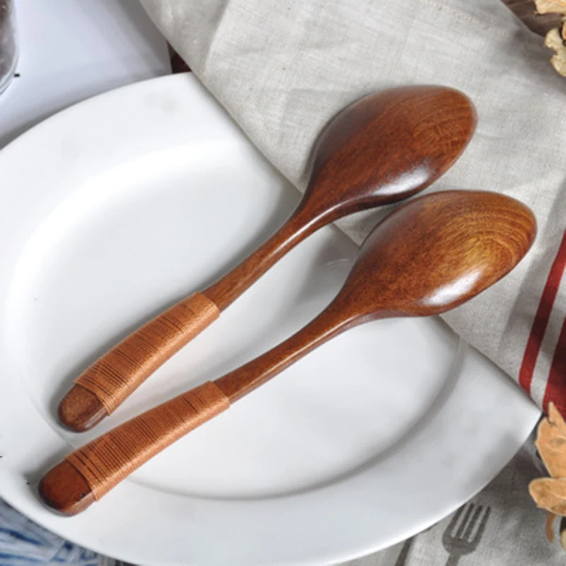 Coffee Wooden spoon Knitting Tool Condiment Tableware Handle Teaspoon Catering 18.5*4cm Cooking Kitchen Utensil