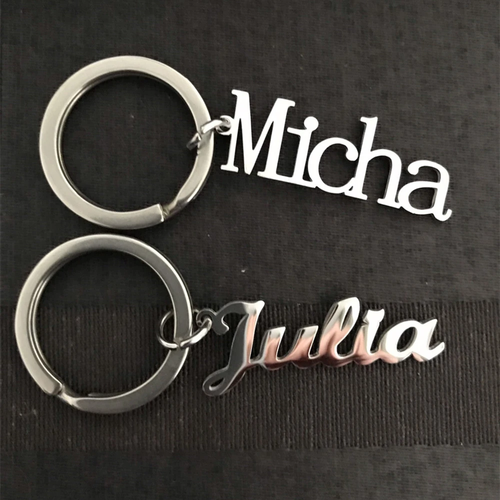 Personalized Keyring Stainless Steel Letter Date Custom Name Keychain Nametag Luggage Tag For Women Men Jewelry Gift