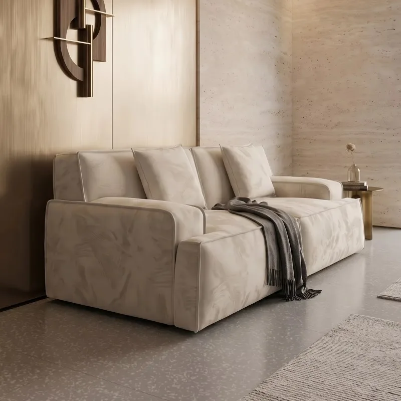 Modern minimalist style dark green leather sofa living room hotel