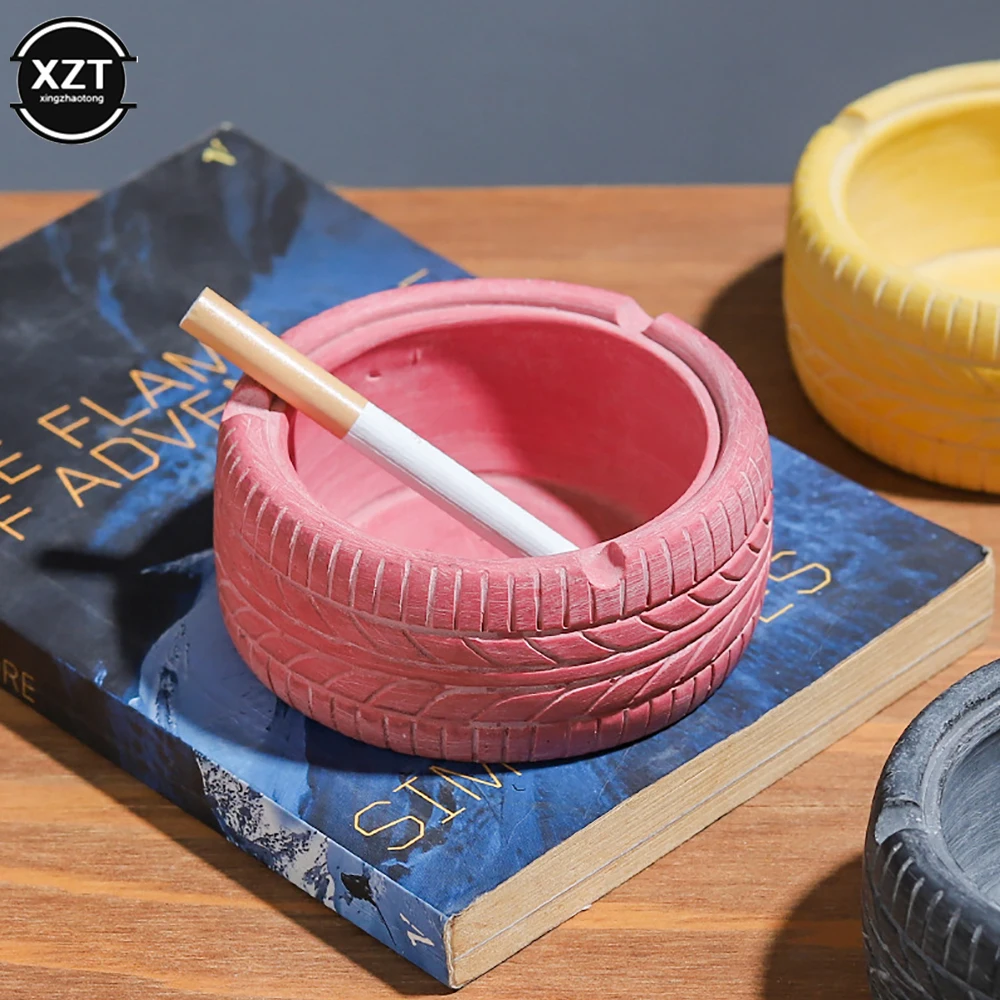 Retro Tire Shape Ashtray Ash Tray Holder Resin Ashtray Cigarette Smoking Ash Tray for Living Room Home Decorations