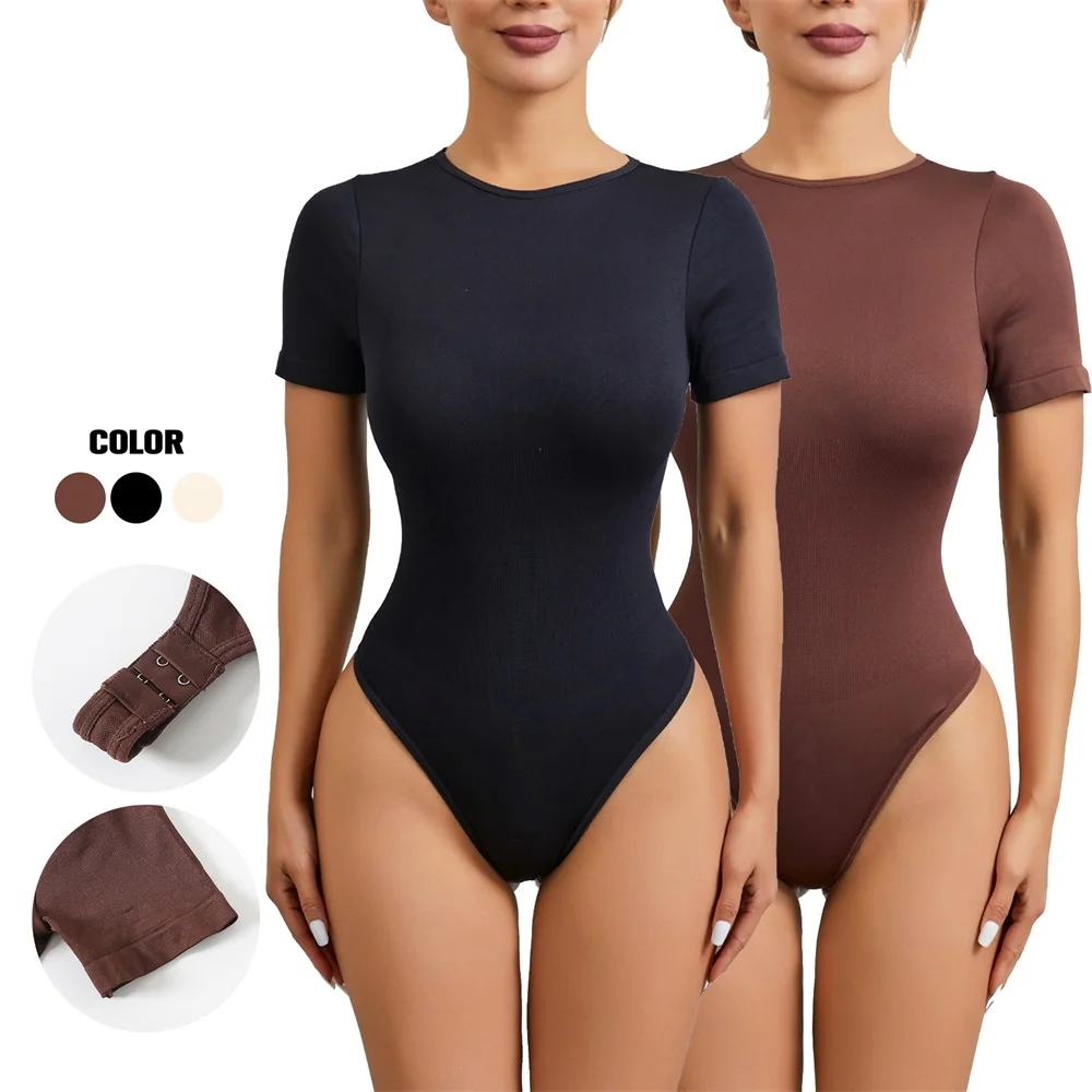 Bodysuit kerah tinggi, Jumpsuit Tank Top kerah tinggi, pembentuk tubuh lembut, tali pinggang pelangsing setelah melahirkan