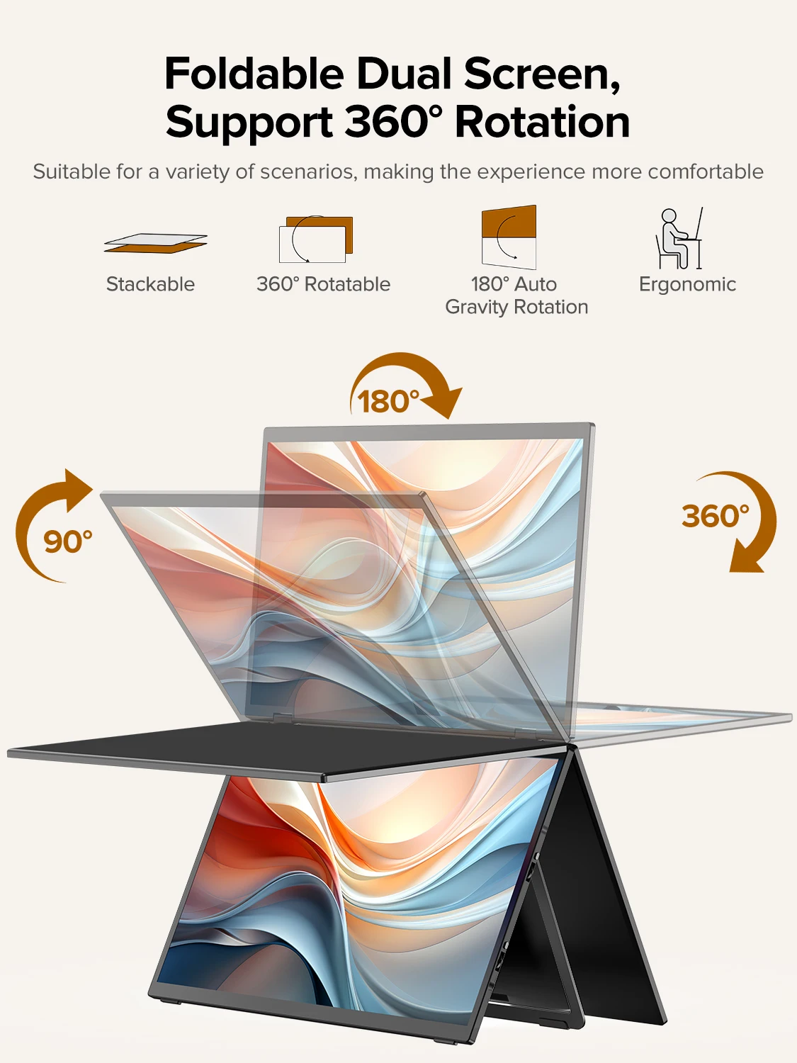 Imagem -03 - Extensor de Tela de Laptop Uperfect Monitores Duplos Dobráveis de 156 Polegadas 1080p 360 ° sem Necessidade de Unidade Monitor Portátil Triplo Empilhado Hdmi Usb-c para Windows Mac com Suporte Vesa Montável