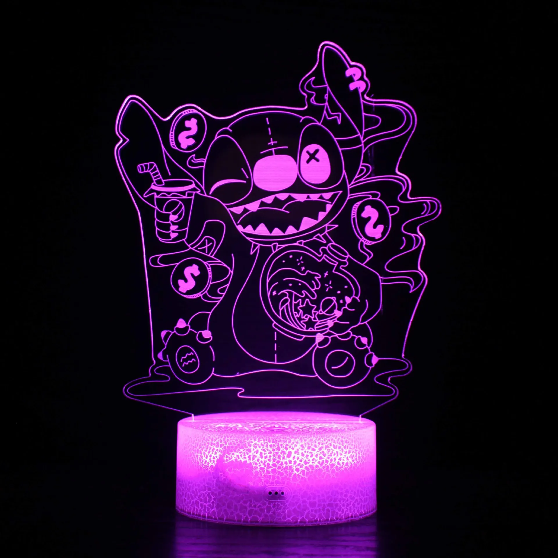 Stitch 3D Led Lamps Money Shape Bedroom Bedside Table Lamp Night Light Home Bedroom Office Christmas Decorations Kids Gift Toys