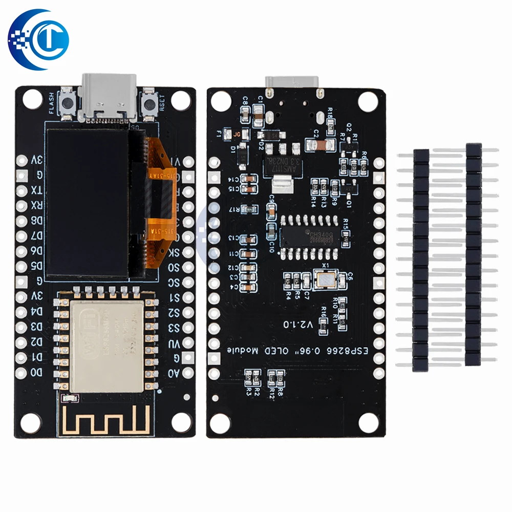 NodeMCU ESP8266 WiFi Module, 0.96 Inch OLED Display Development Board, CH340G, Type-C Micro USB,for Arduino Supported