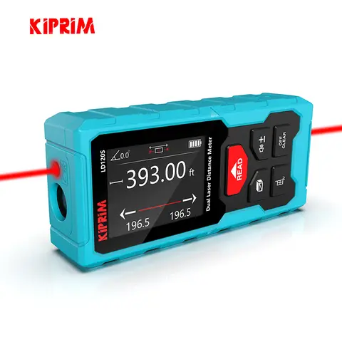 충전식 Kiprim 이중 레이저 거리 측정기 – 120m 디지털 줄자 및 각도 측정 도구