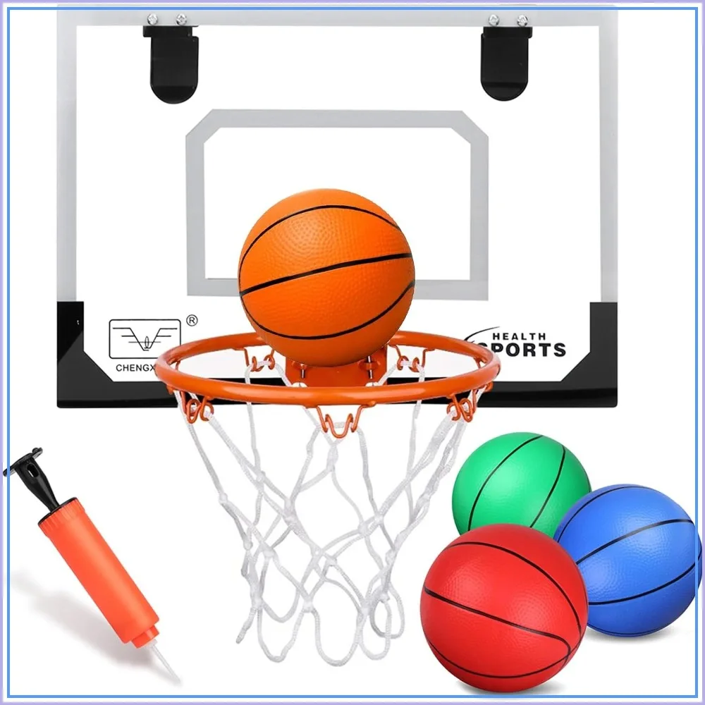 

Indoor Mini Basketball Hoop Set - Wall/Door Mount, 9" Dunk Rim, 6" Balls, Gift for Kids & Adults