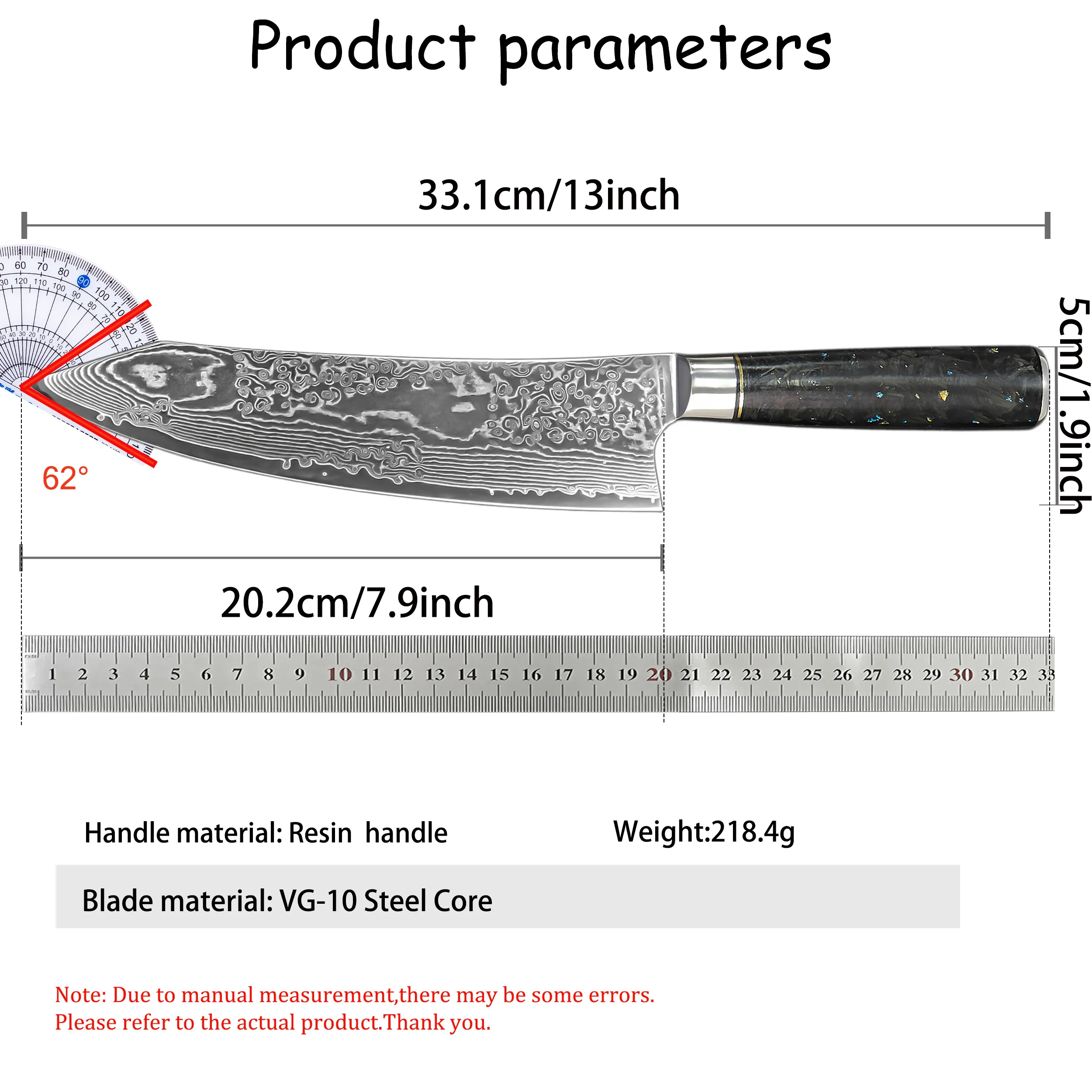 67-Layer Damascus Kiritsuke Cutlery, Multi-scene Kitchen Prep Utensil for Fruit, Veggies, BBQ & Sushi, Head Chef Cooking Gadget