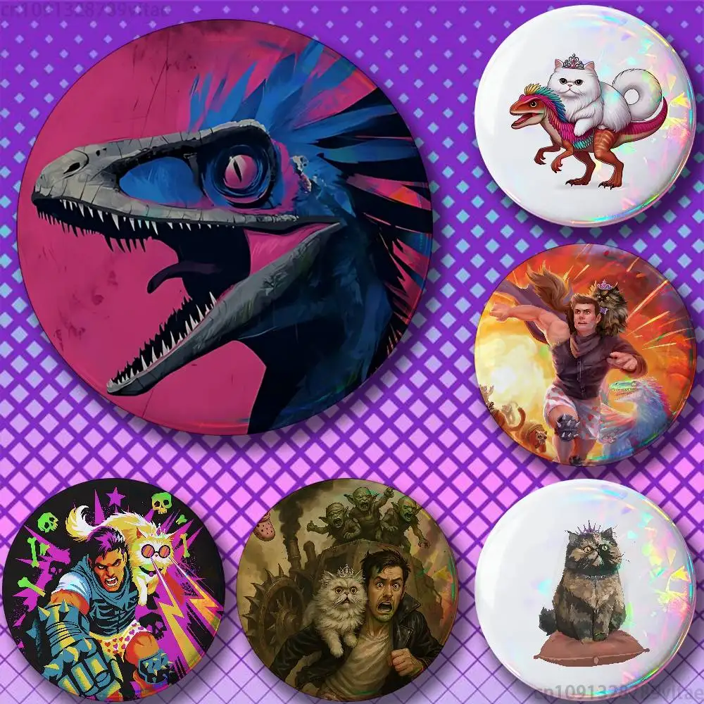 D-Dungeon Crawler Carl Pins 58mm Cute Cartoon Badge Handmade Brooches for Backpack Accessories Jewelry Gifts
