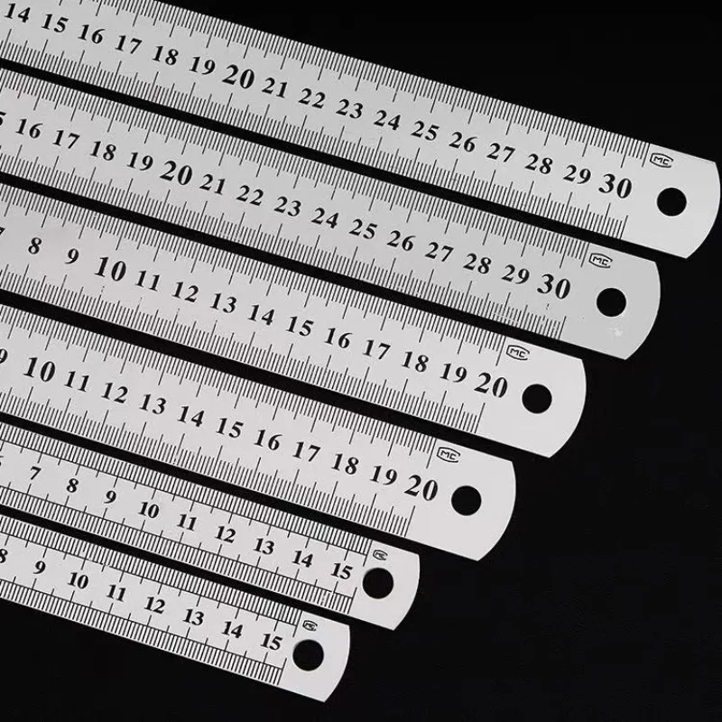 Deli Stainless Steel Ruler 15/20/30cm Metal Straight Ruler for Home School Precision Measuring Drawing Tool Supplies 1/2/5pcs