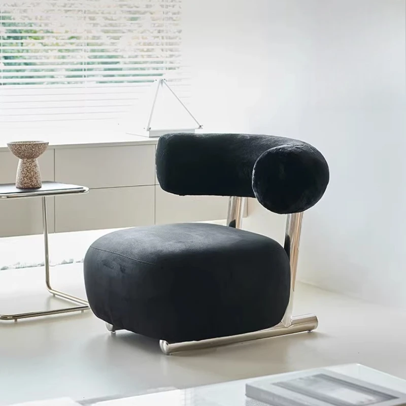 

Leisure Chair Living Room Bedroom Lamb Fleece Back Chair Single Sofa
