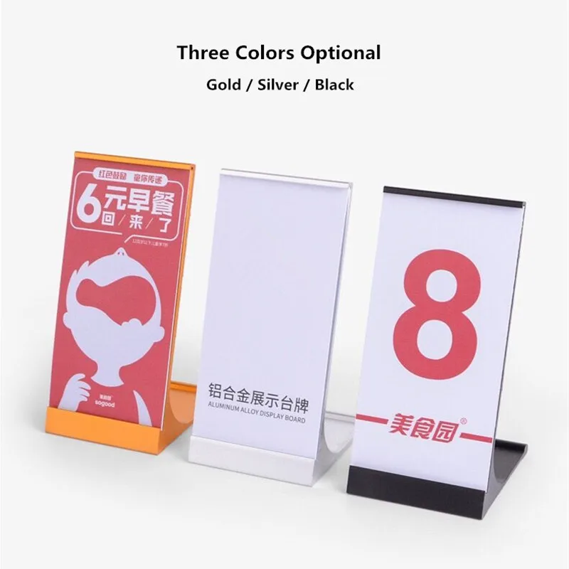 120x55mm Slant Back Aluminum Table Number Place Card Holder Metal Sign Holder Display Stand Menu Price Label Card Tags