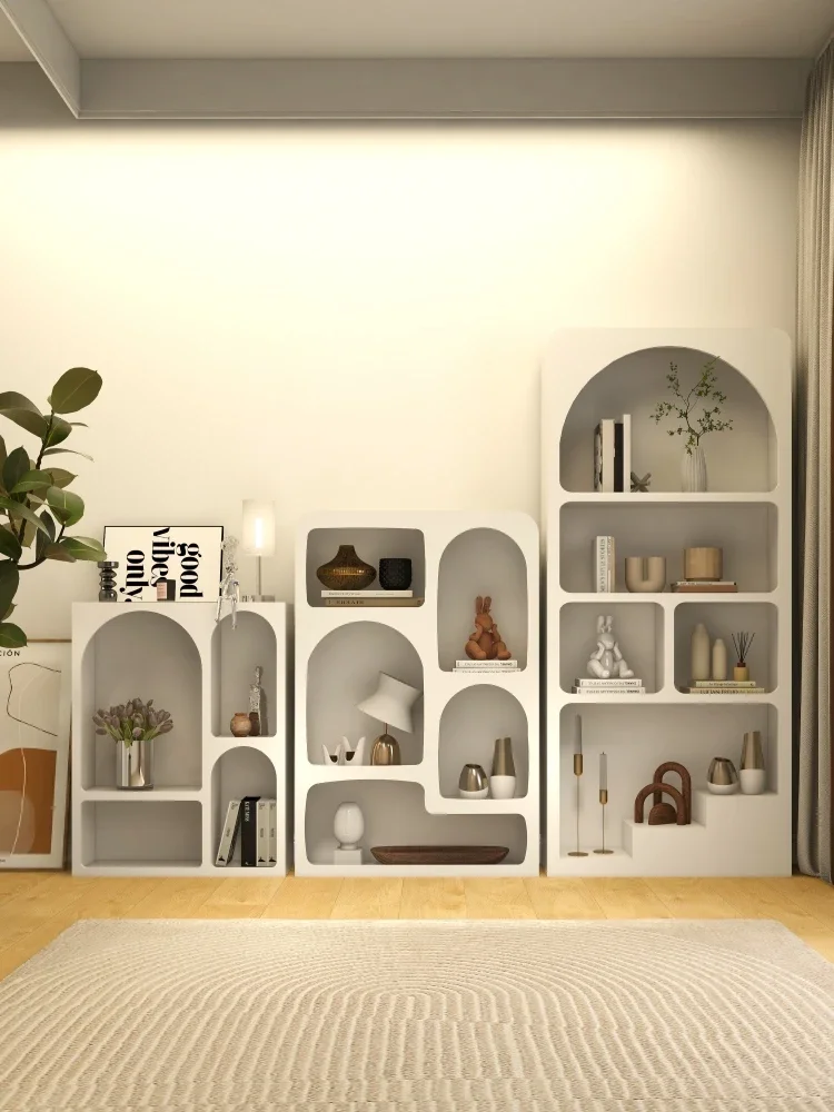 

Cream wind cave cabinet bay window shelf living room side cabinet