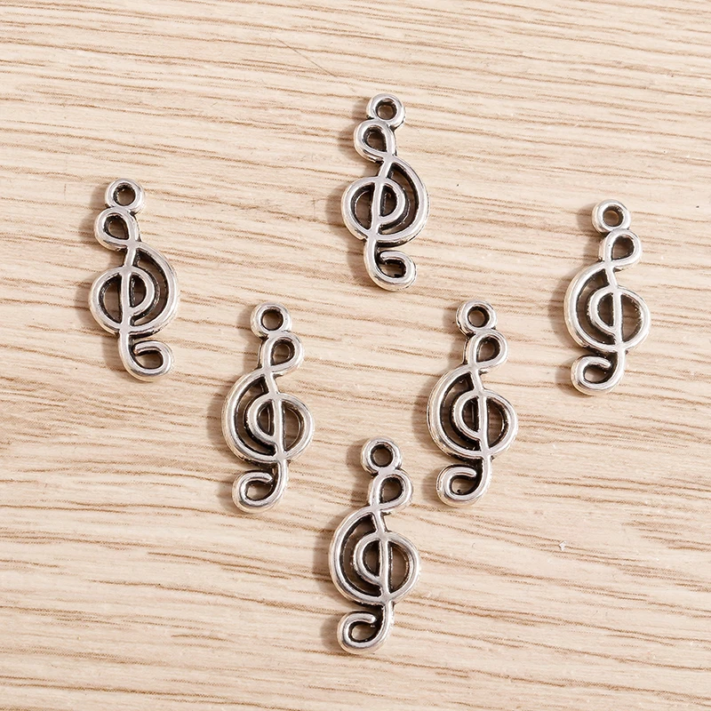 50 Stück 8x19mm Niedliche Legierungs-Musiknoten-Anhänger für Schmuckherstellung, Ohrringe, Halsketten, Armbänder, DIY-Bastelzubehör – Detail 6