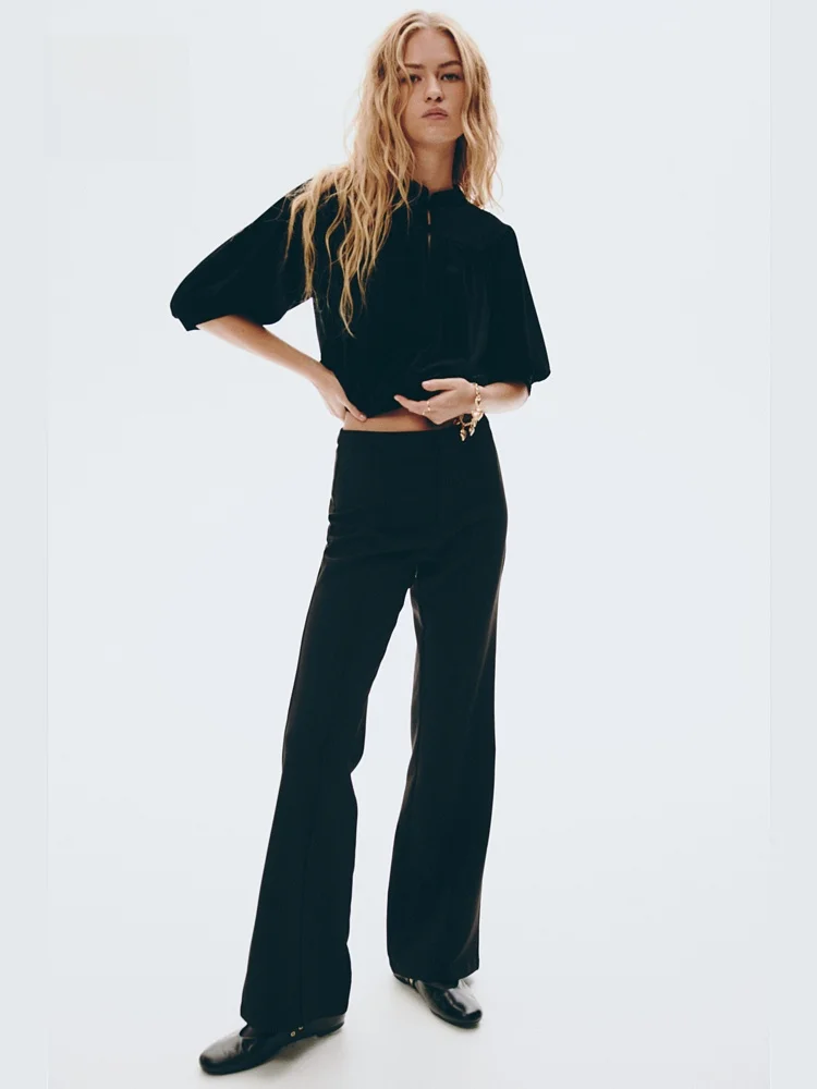 Taille haute confortable banlieue pantalons décontractés femmes Faion Bell Bot pantalon automne Collection H & M dames Premium