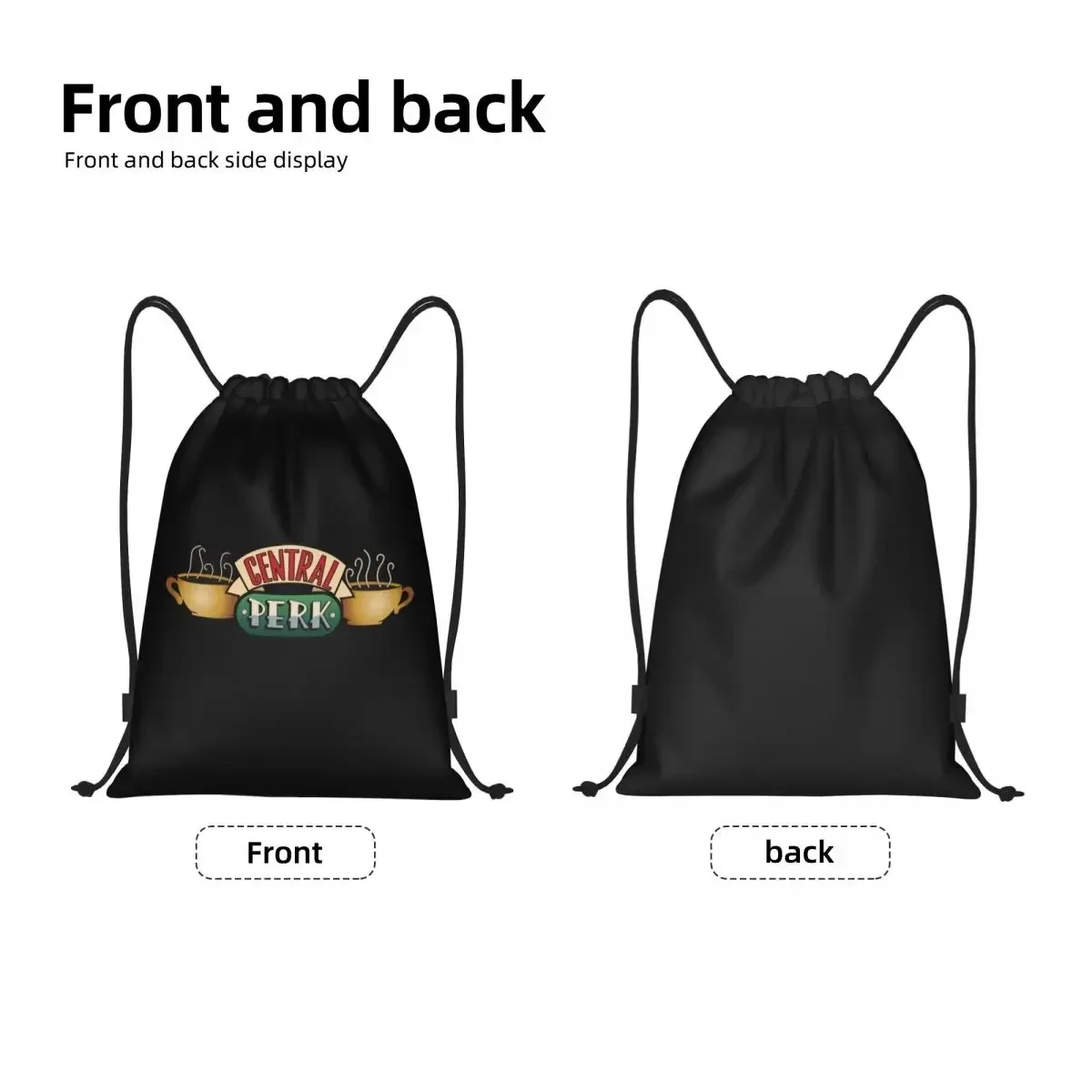 Central Perk Friends Drawstring Backpack Sports Gym Bag for Men Women TV Show Shopping Sackpack