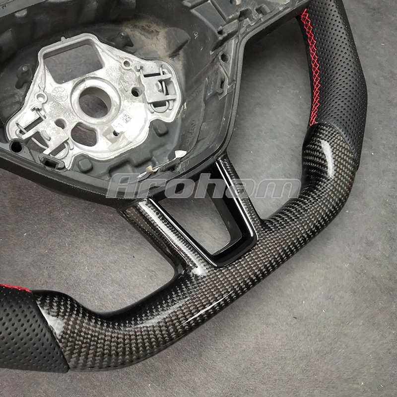 Carbon Fiber Steering Wheel Flat Racing Sport Customized For Skoda Citigo Fabia Karoq Roomster Rapid Octavia Superb Yeti Kodiaq