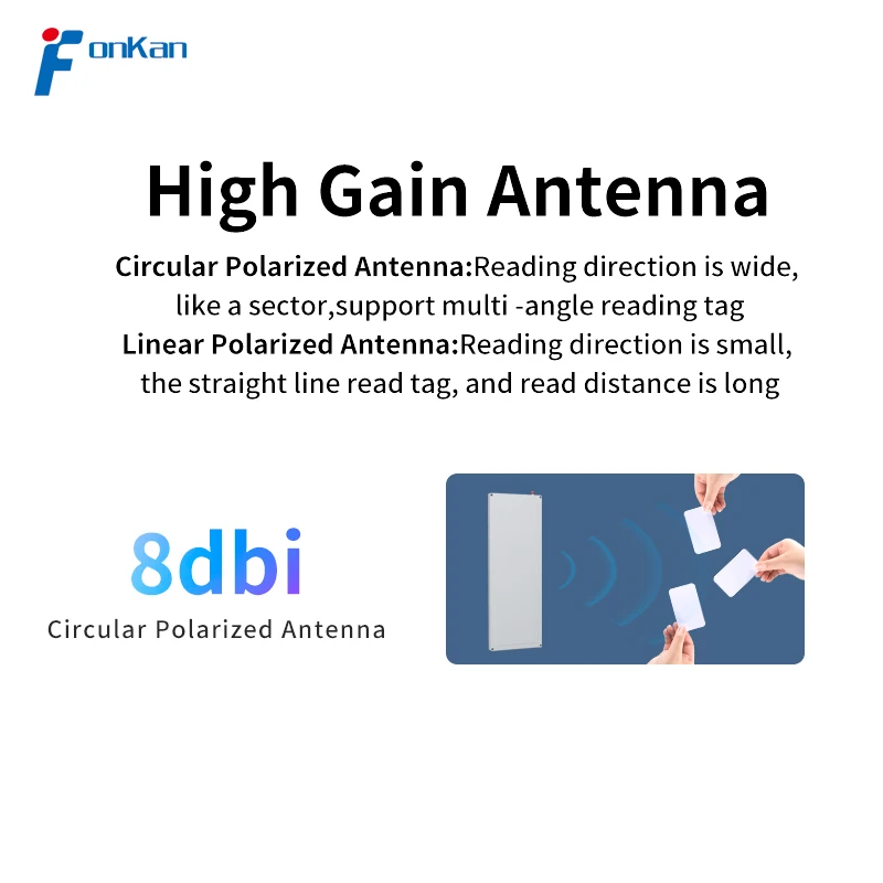 8dbi UHF RFID Antenna 452*163*20mm Circular Polarization UHF RFID Flat Panel Antenna For Cabinet Management