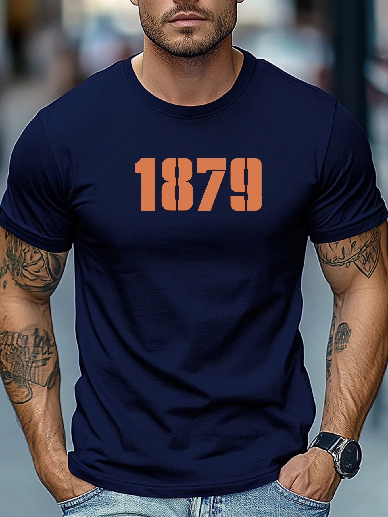 تي شيرت رجالي 1879 رسومات رقمية صيف لينة مريحة تناسب تي شيرت ملابس يومية قمم