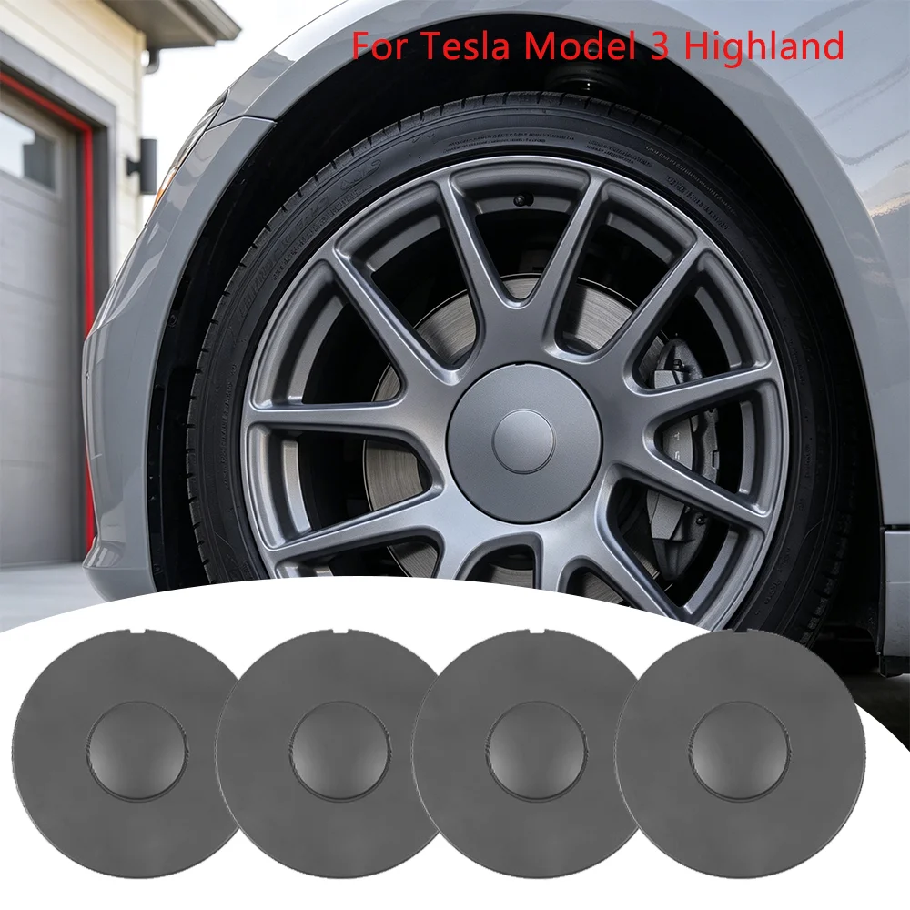 4pcs Car Wheel Center Hub Caps For Tesla Model 3 Highland 2024 2025 2026 Snap-on Installation Full Rim Cover Auto Accessories