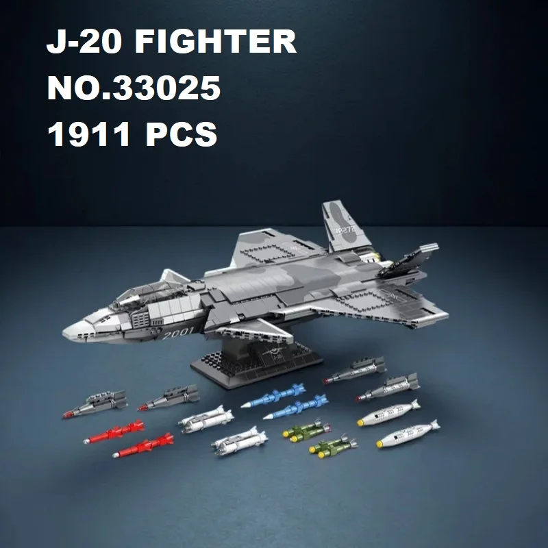 

1911pcs Building Blocks J-20 Stealth Fighter Warcraft Architecture Model Bricks Assembly Educational Toys For Kids Adult Gifts