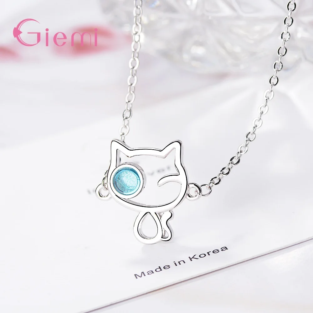 لطيف الحلو 925 فضة القط تصميم مكعب الزركون كريستال أساور للنساء الفتيات الذكرى حزب الأزياء والمجوهرات الهدايا